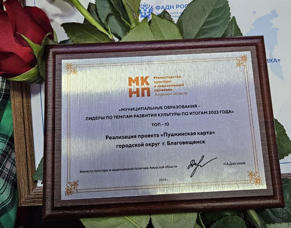Благовещенск вошёл в топ-10 муниципалитетов в реализации проекта «Пушкинская карта»