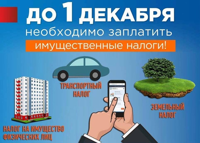 Федеральная налоговая служба напоминает о необходимости уплаты имущественных налогов в срок до 1 декабря