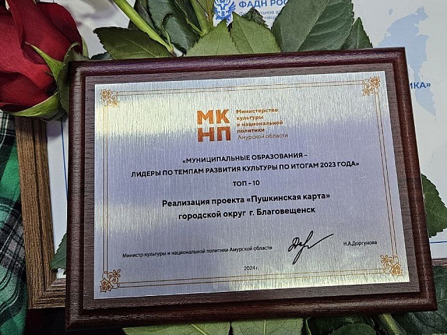 Благовещенск вошёл в топ-10 муниципалитетов в реализации проекта «Пушкинская карта»
